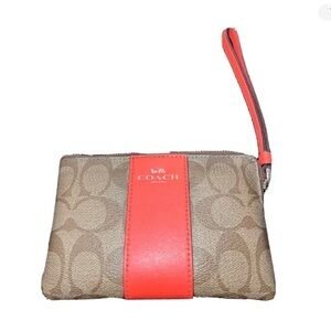Coach Wristlet Tan & Coral Like New